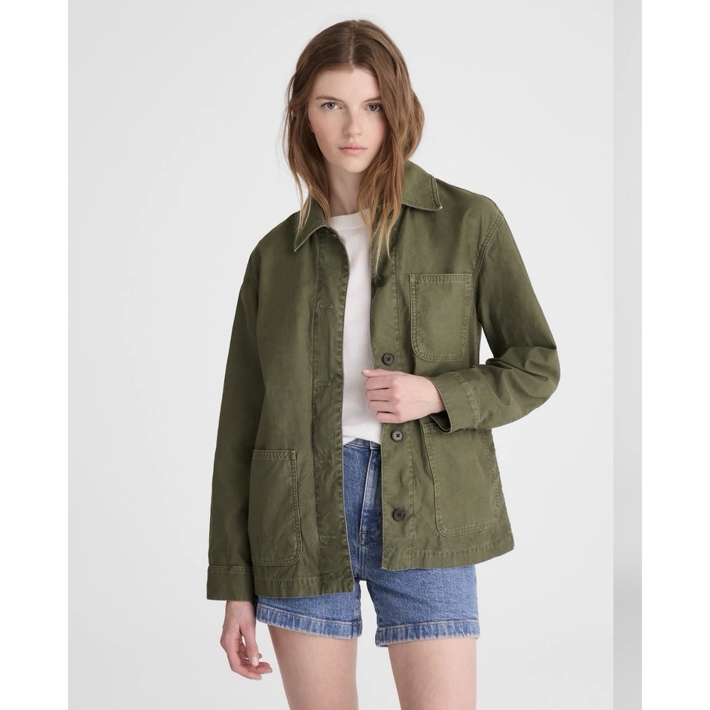 Madewell Classic Chore Jacket In Cotton Twill women's small olive green NZ790